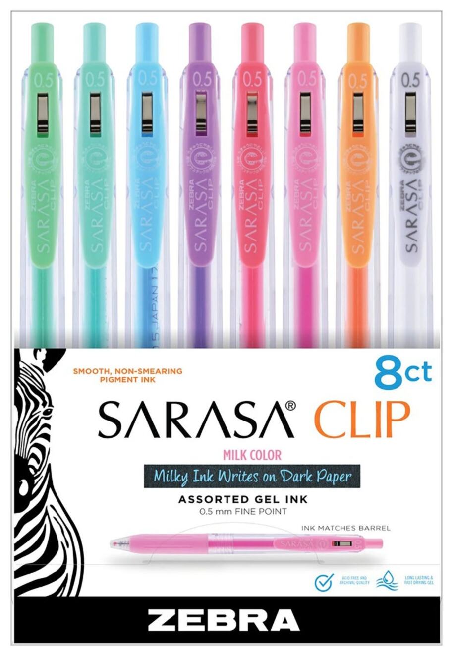 Zebra Sarasa Clip Milk Color Gel Pens 8ct 0.5mm Pastel Retractable NEW